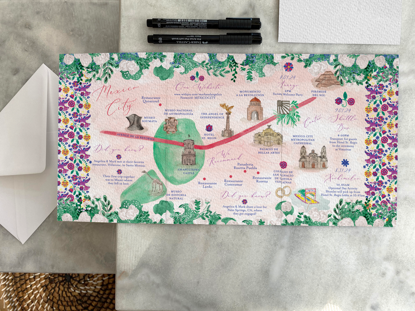 Premium Design Service, Bespoke Wedding Stationery, Luxury Hand Painted Folded Wedding Invitation Suite.