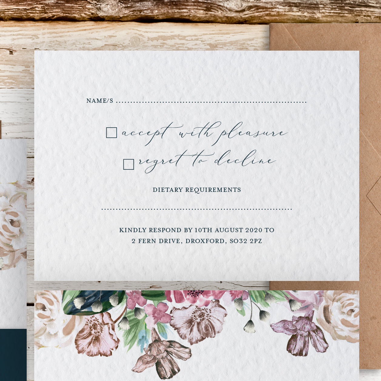 Vintage Bouquet Jewel Coloured Floral Customised Wedding Invitation
