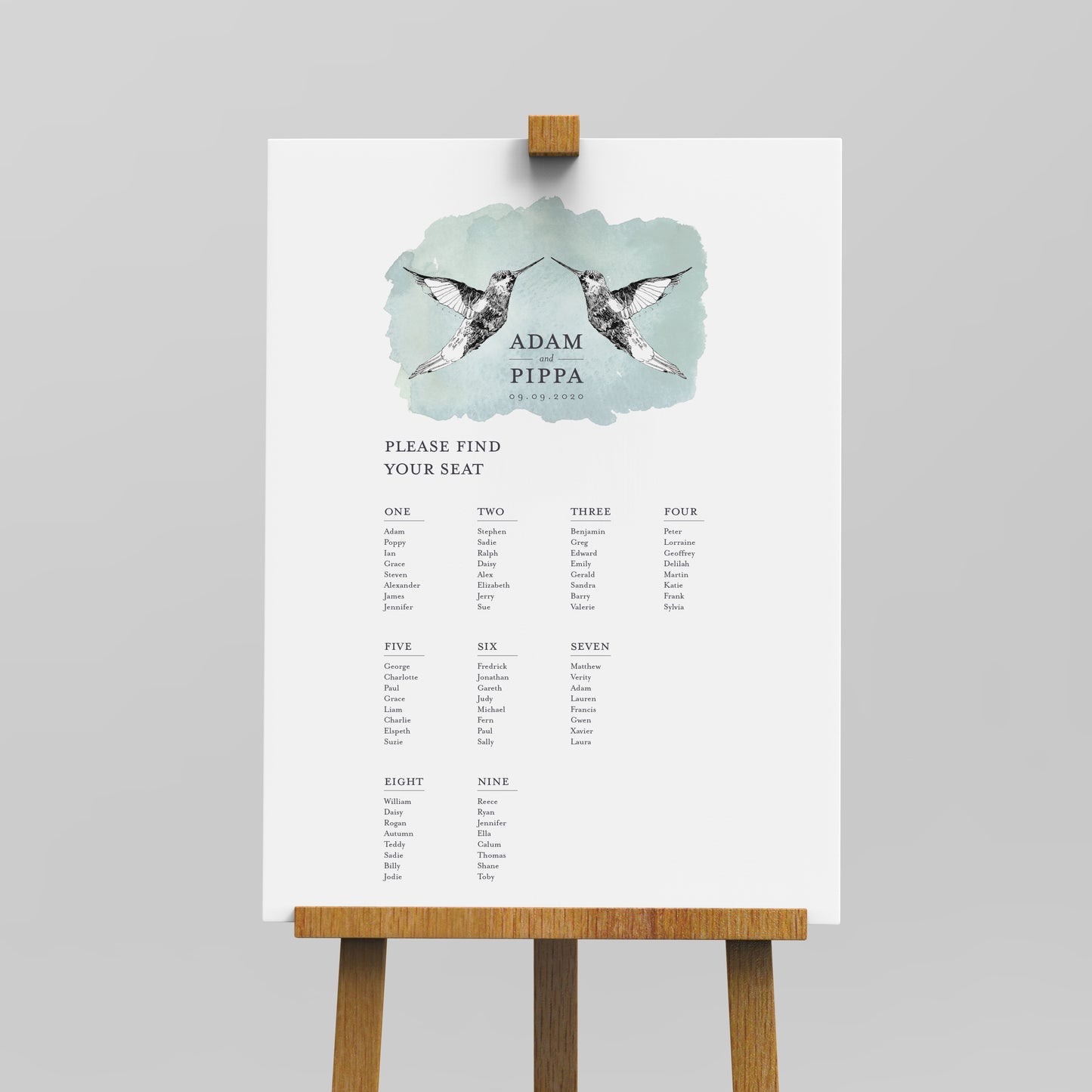 Wedding Table Plan Hummingbird