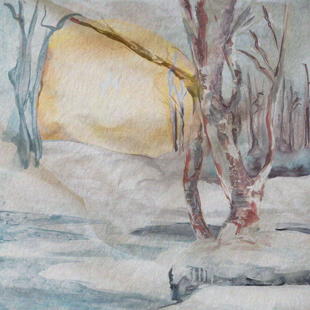 Large Hand Painted Woodland Print Scarf, Sustainable Topgreen Fabric, Unique Gift