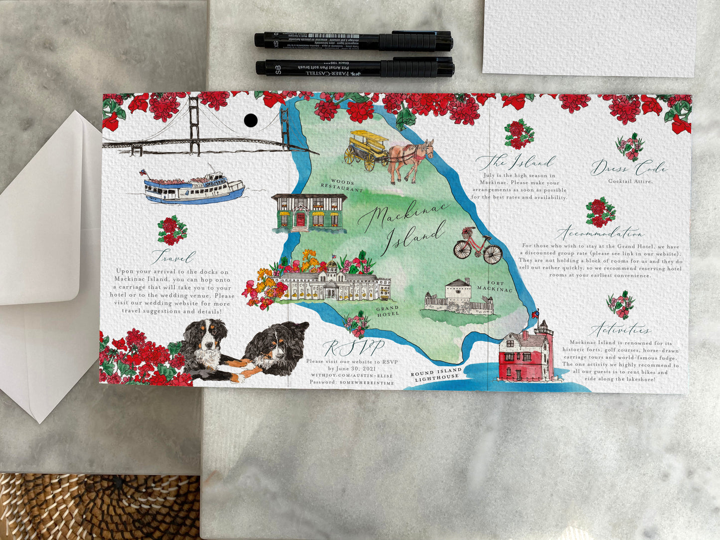 Mackinac Island, Michigan Wedding Destination Invitation Design