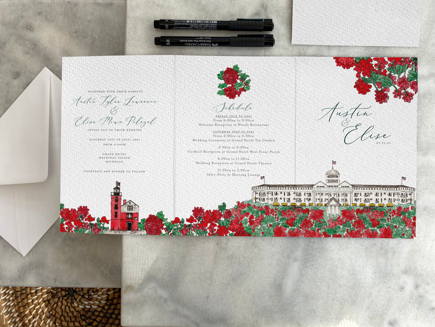 Mackinac Island, Michigan Wedding Destination Invitation Design