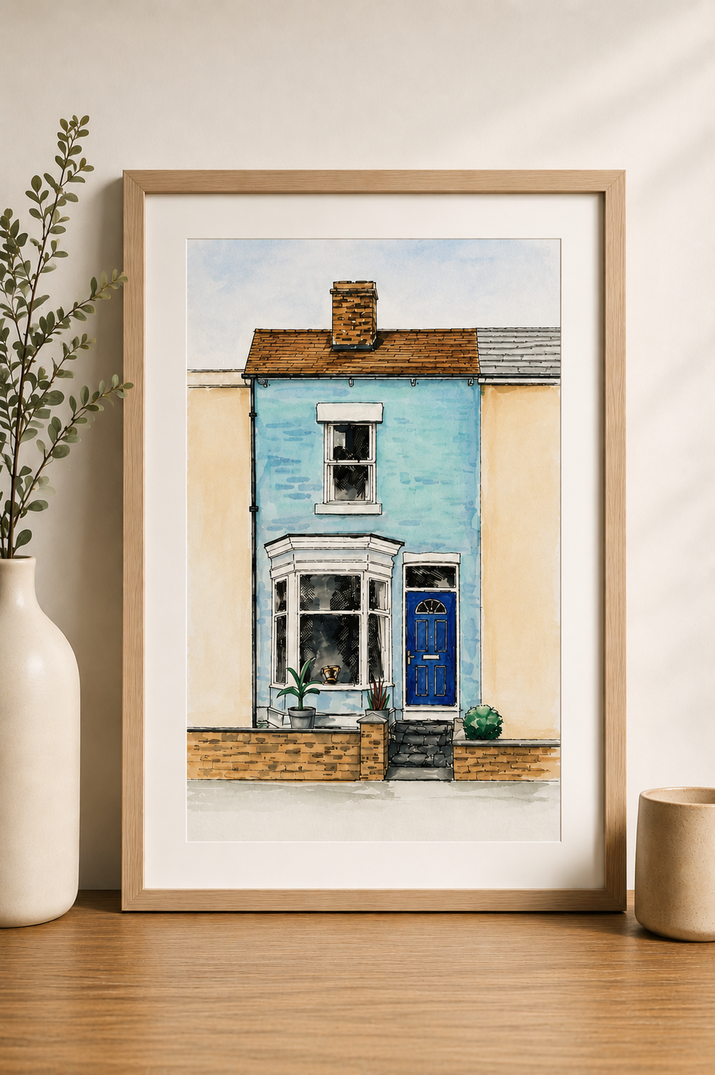 Hand Drawn House Illustration with Watercolour