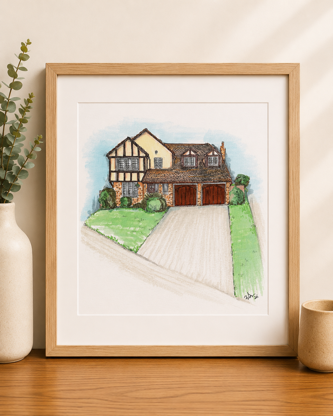 Hand Drawn House Illustration with Watercolour