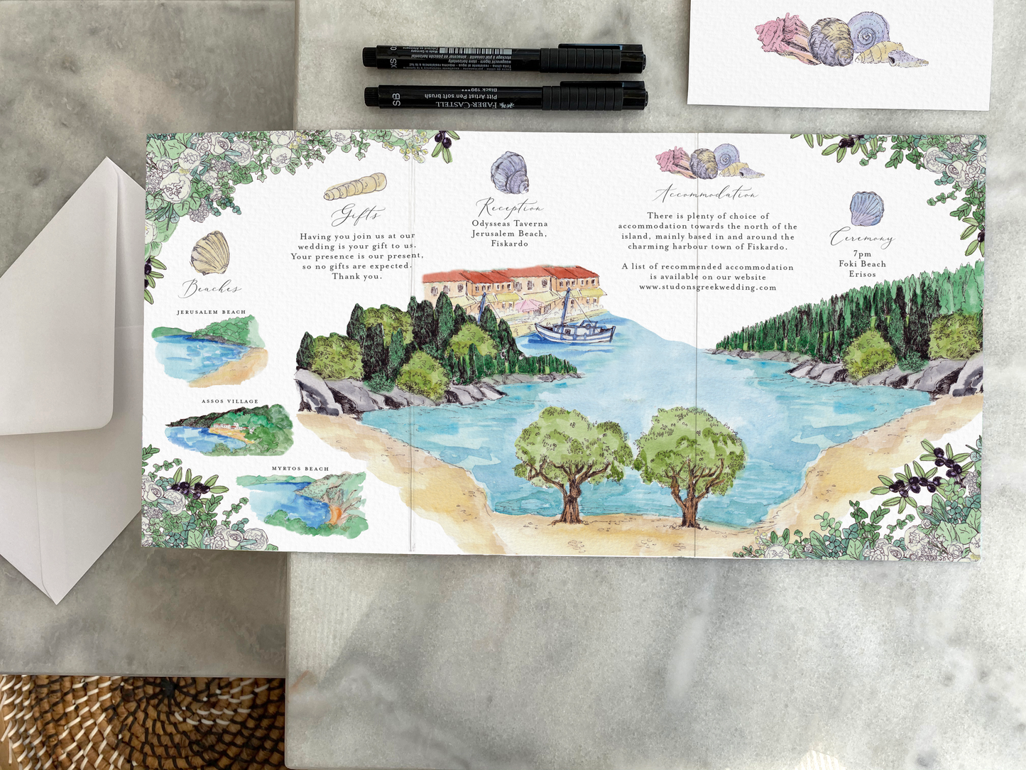 Greek Luxury Destination Wedding Invitation Design