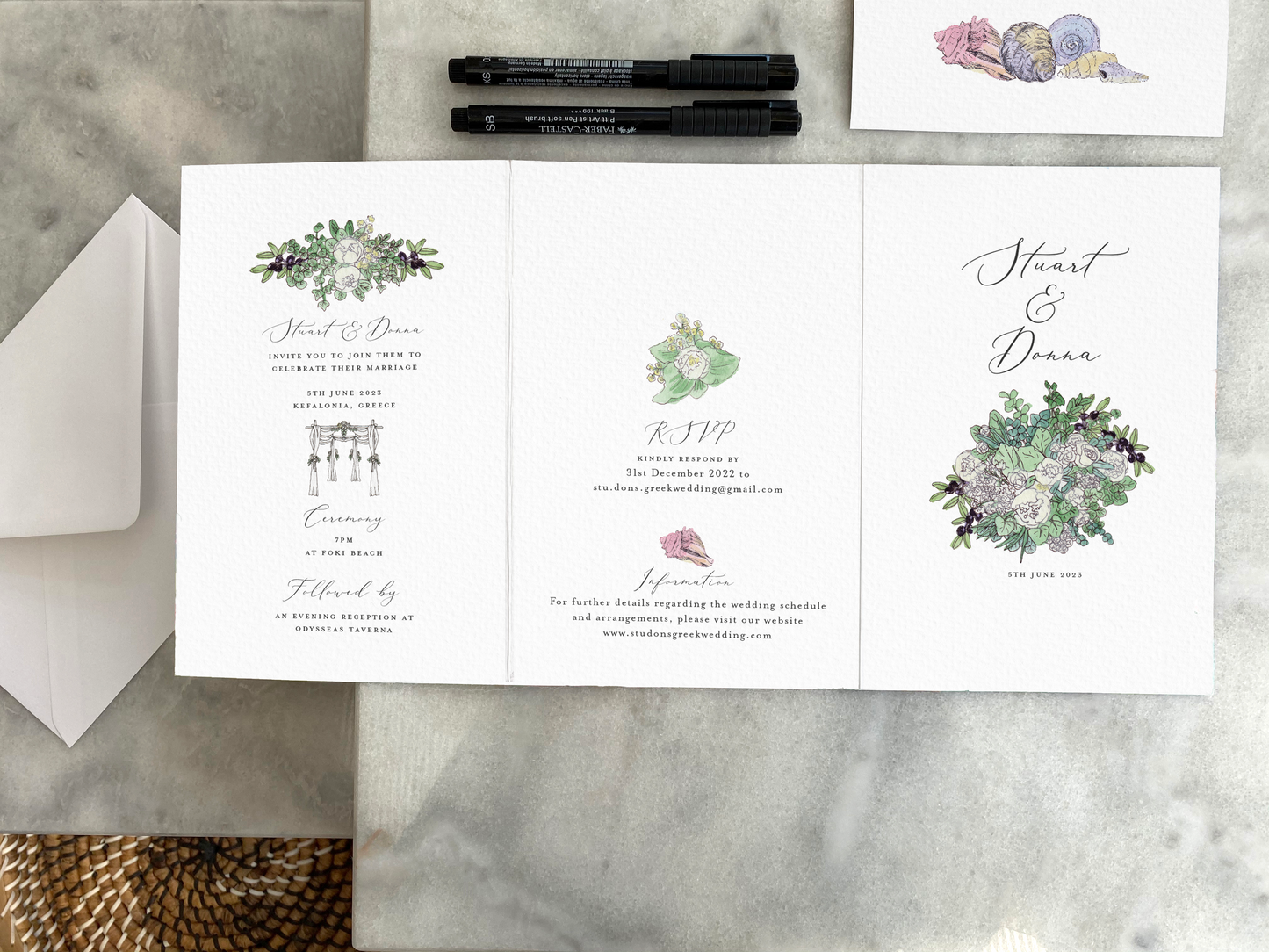 Greek Luxury Destination Wedding Invitation Design