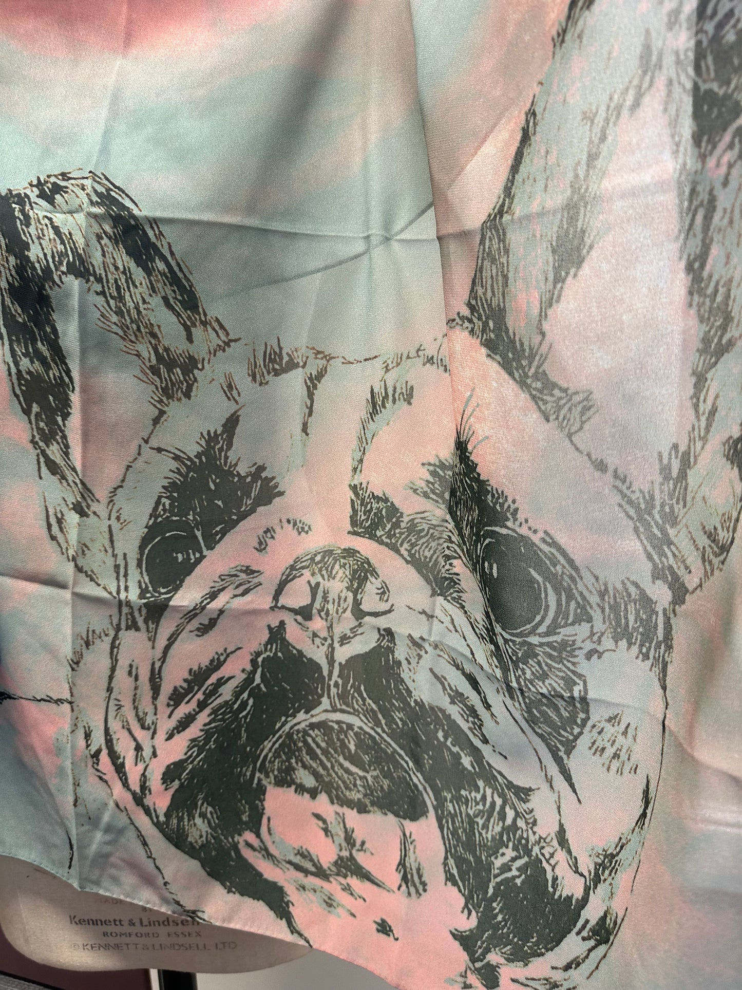 French Bulldog Illustrated Scarf made with Sustainable Topgreen Fabric, Unique Gift