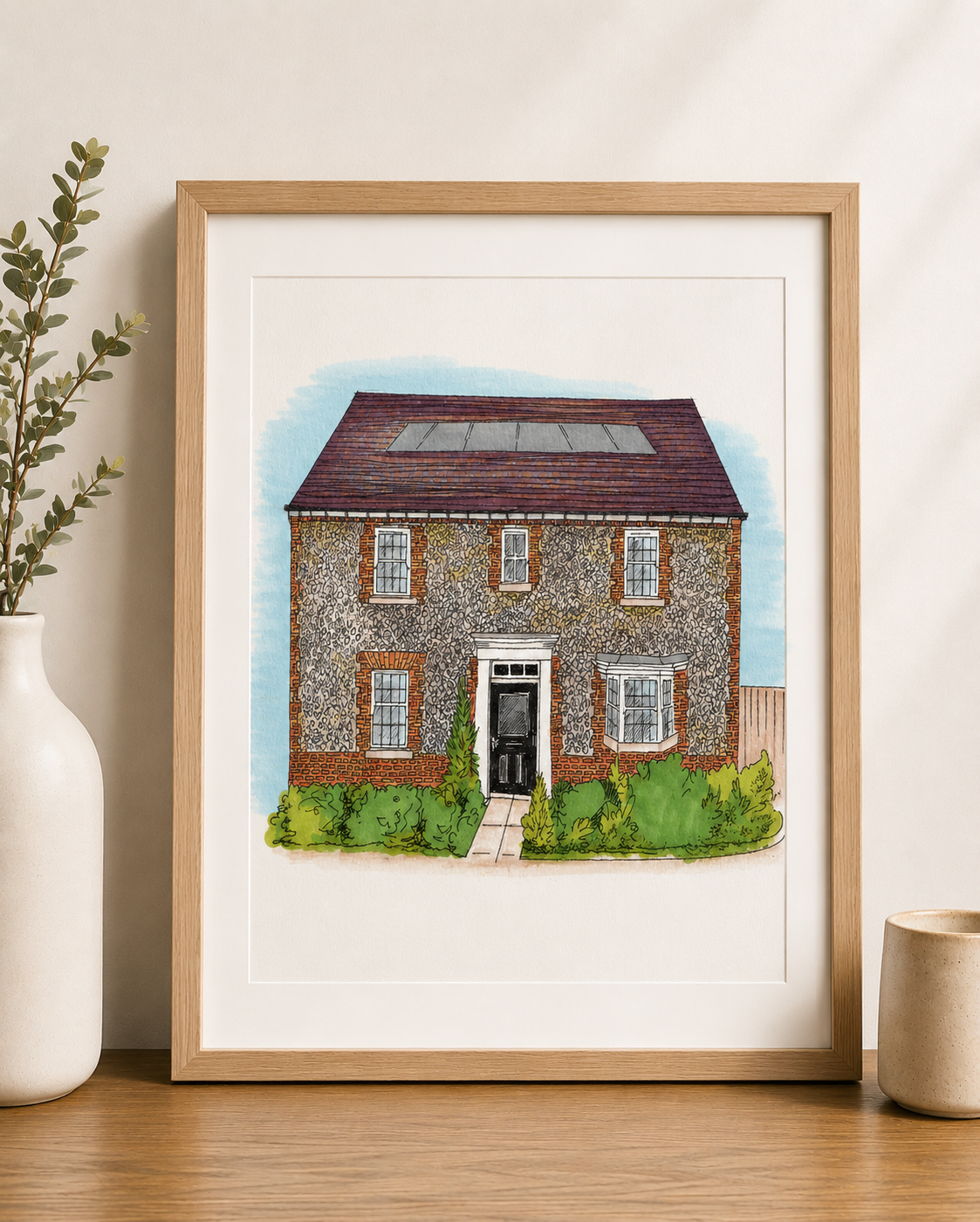 Hand Drawn House Illustration with Watercolour