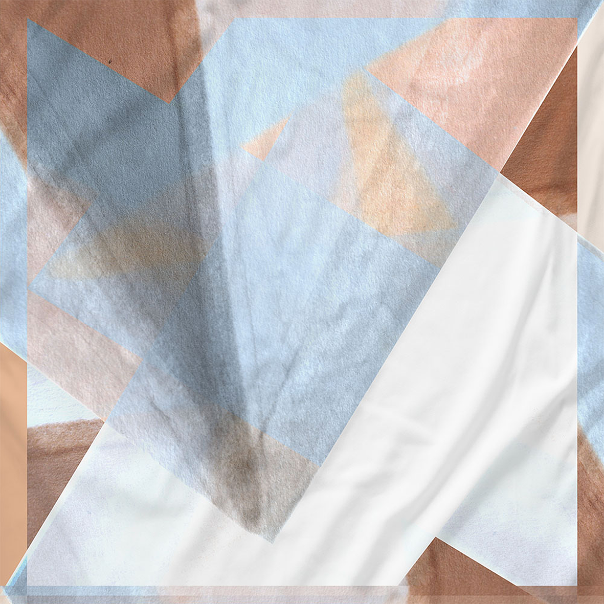 Soft Blue & Bronze Geometric Print Sustainable Scarf, Sustainable Topgreen fabric, Unique Gift