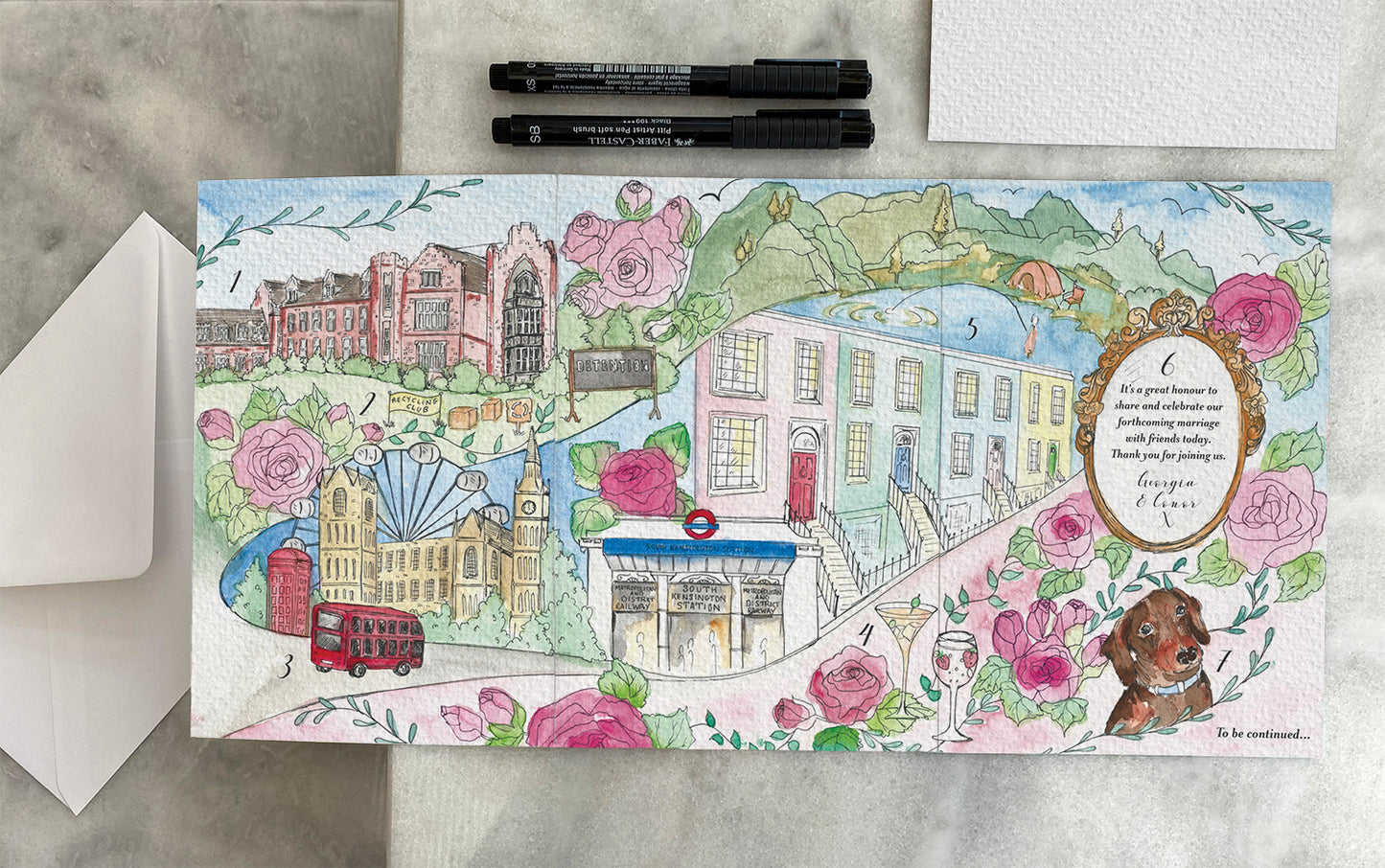Premium Design Service, Bespoke Wedding Stationery, Luxury Hand Painted Folded Wedding Invitation Suite.