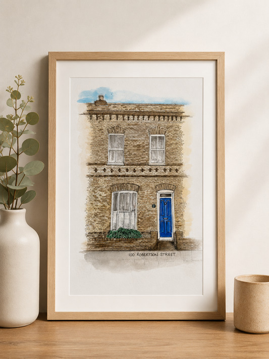Hand Drawn House Illustration with Watercolour