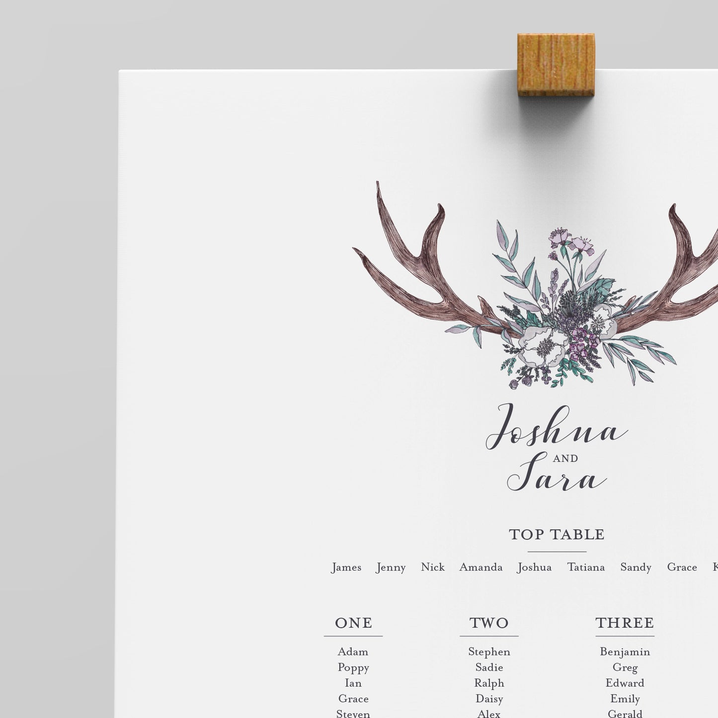 Wedding Table Plan Boho Antlers