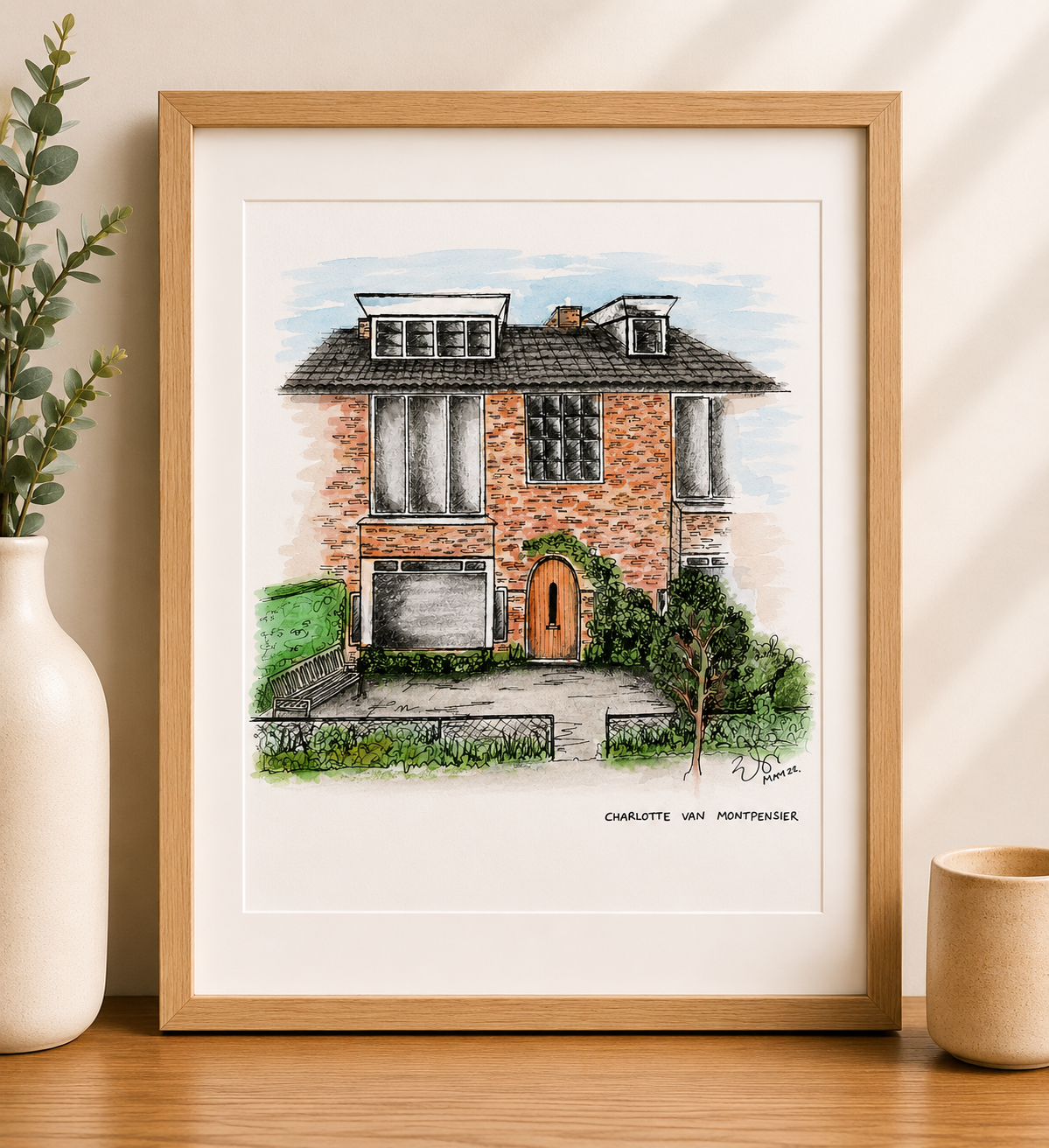 Hand Drawn House Illustration with Watercolour