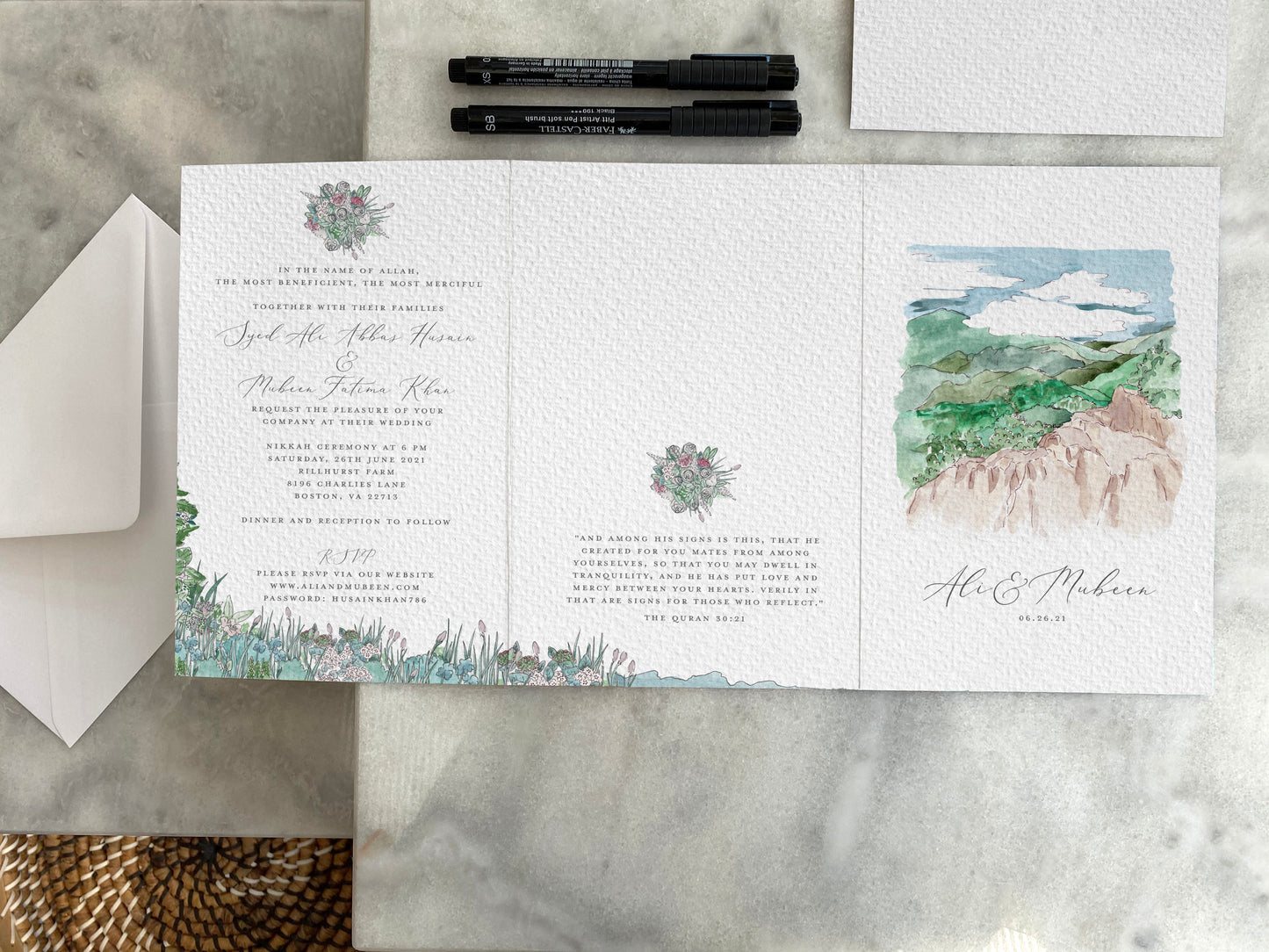 Rillhurst Farm, USA, Riverside Wedding Destination Invitation Design