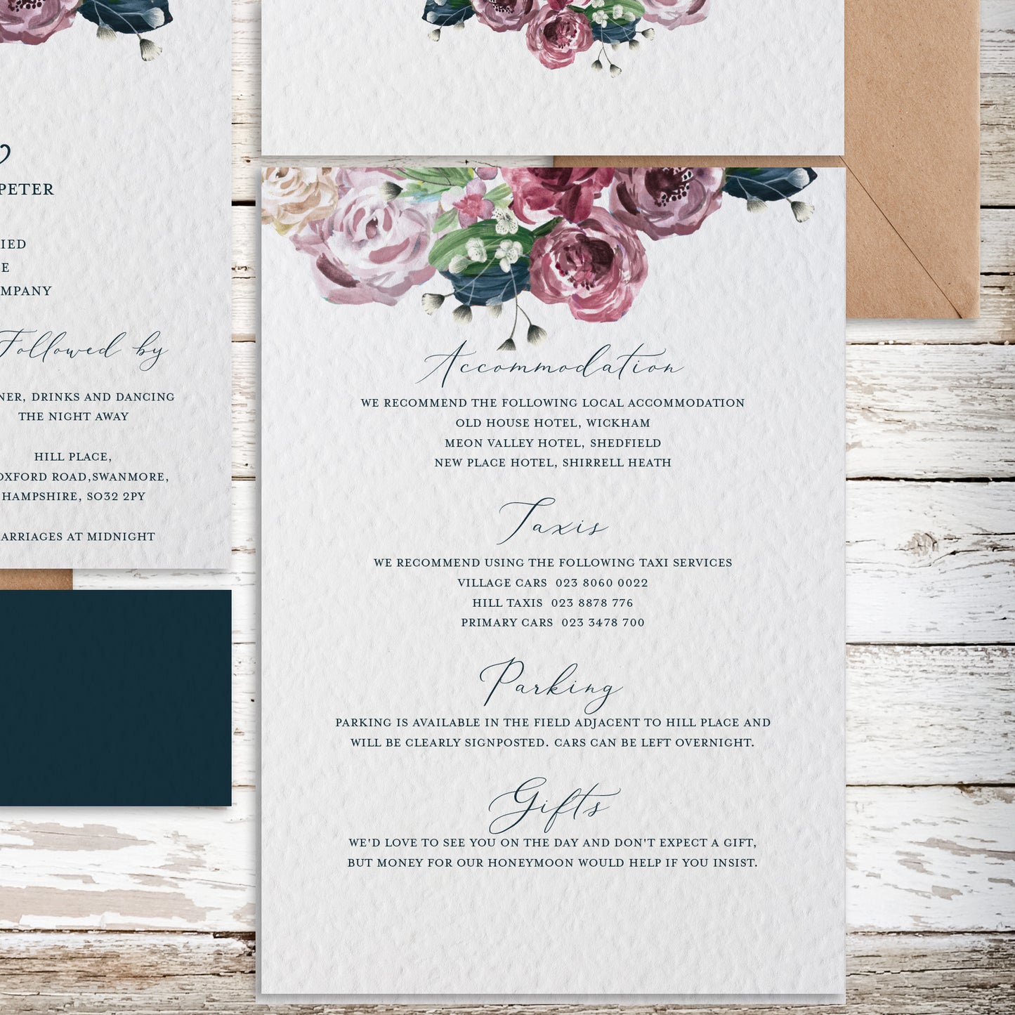 Vintage Bouquet Jewel Coloured Floral Customised Wedding Invitation