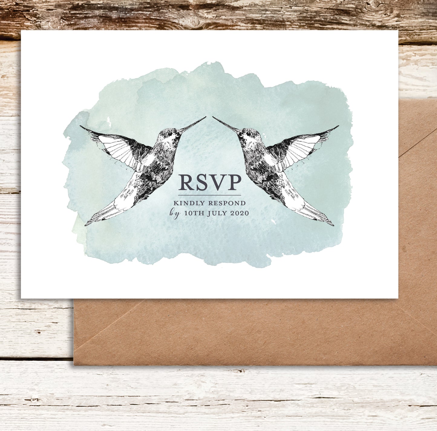 Hummingbird Vintage Themed Customised Wedding Invitation Set