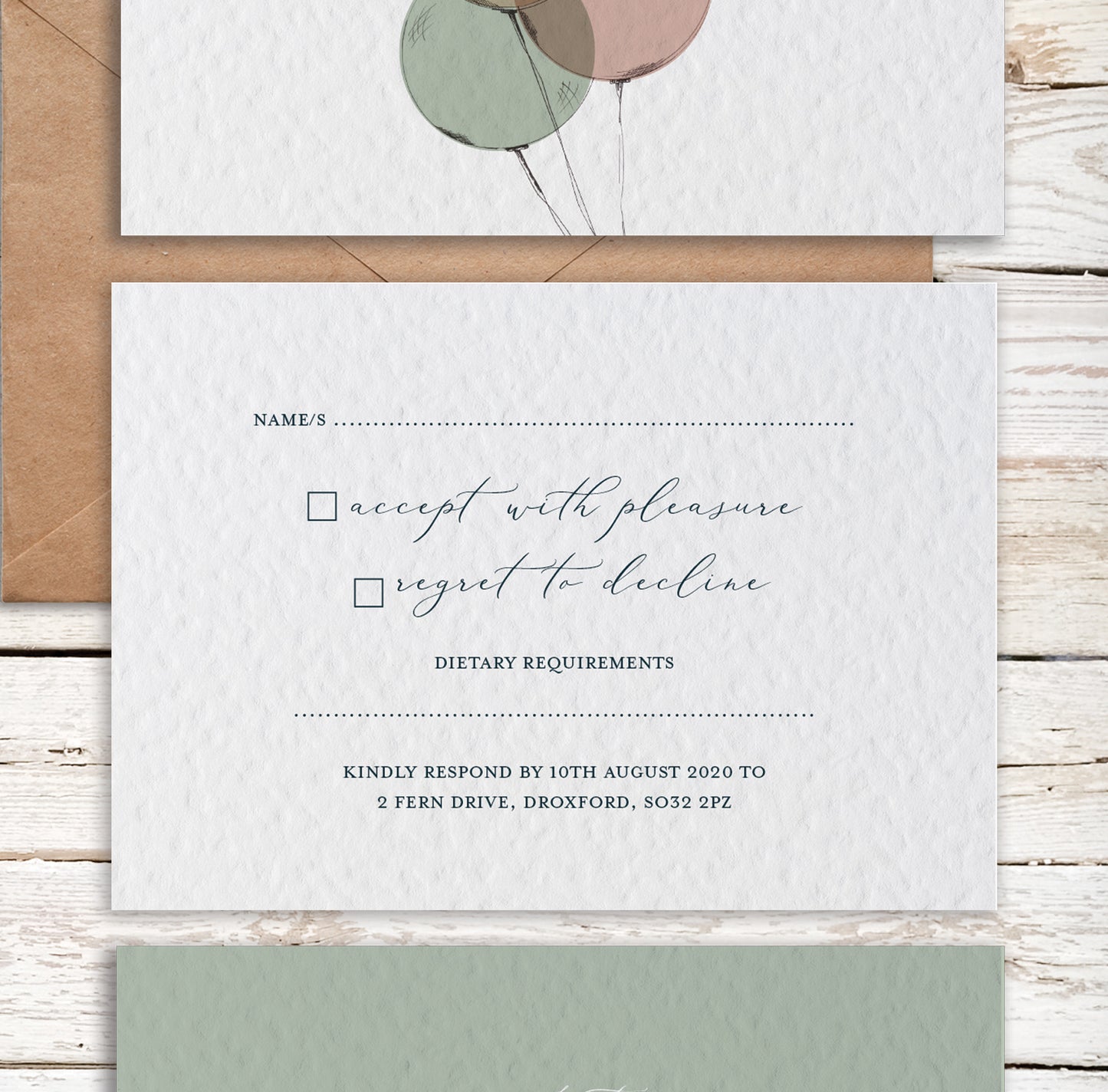 Elephant and Balloon Vintage Circus Themed Customised Wedding Invitation Set