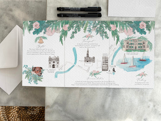 Glen Foerd on the Delaware, Philadelphia, USA Wedding Destination Invitation Design