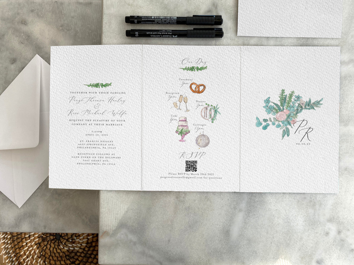 Glen Foerd on the Delaware, Philadelphia, USA Wedding Destination Invitation Design