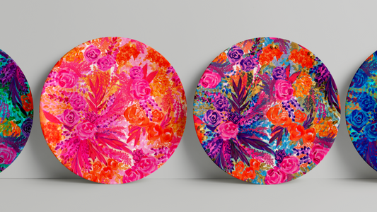 Neon Flower Dinner Plate Set