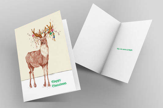 Decorated Stag Luxury Christmas Cards (Pack of 10 with envelopes)