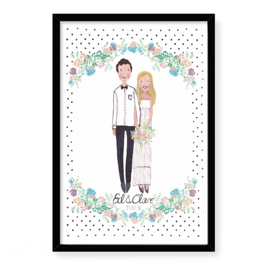 Couples Painted Caricature Portrait Original Artwork