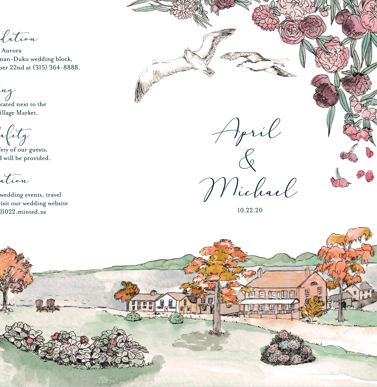 Aurora Inns, Fingerlakes, New York, Wedding Destination Invitation Design