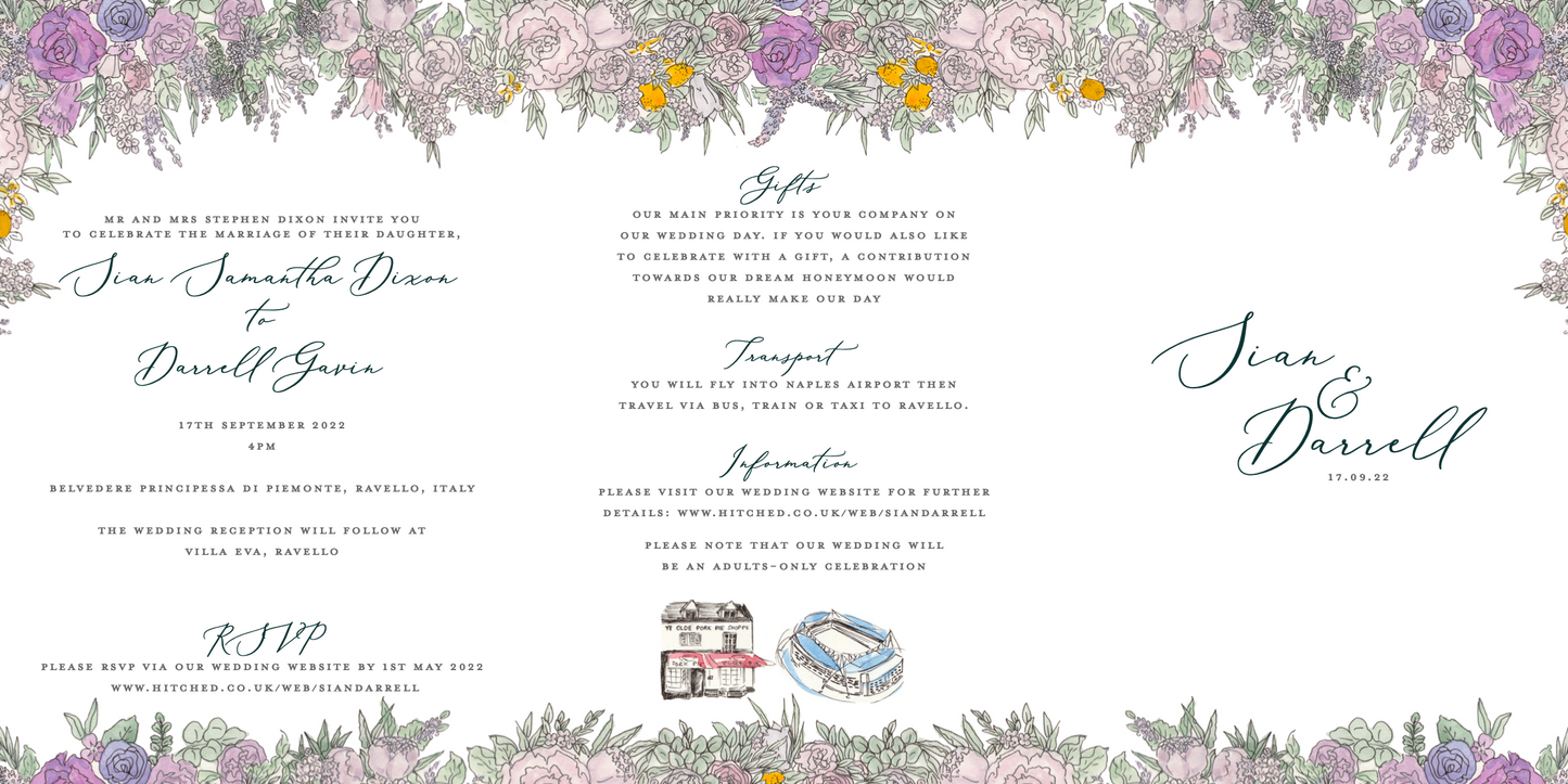 Tuscany, Almalfi Coast, Italian Wedding Destination Invitation Design