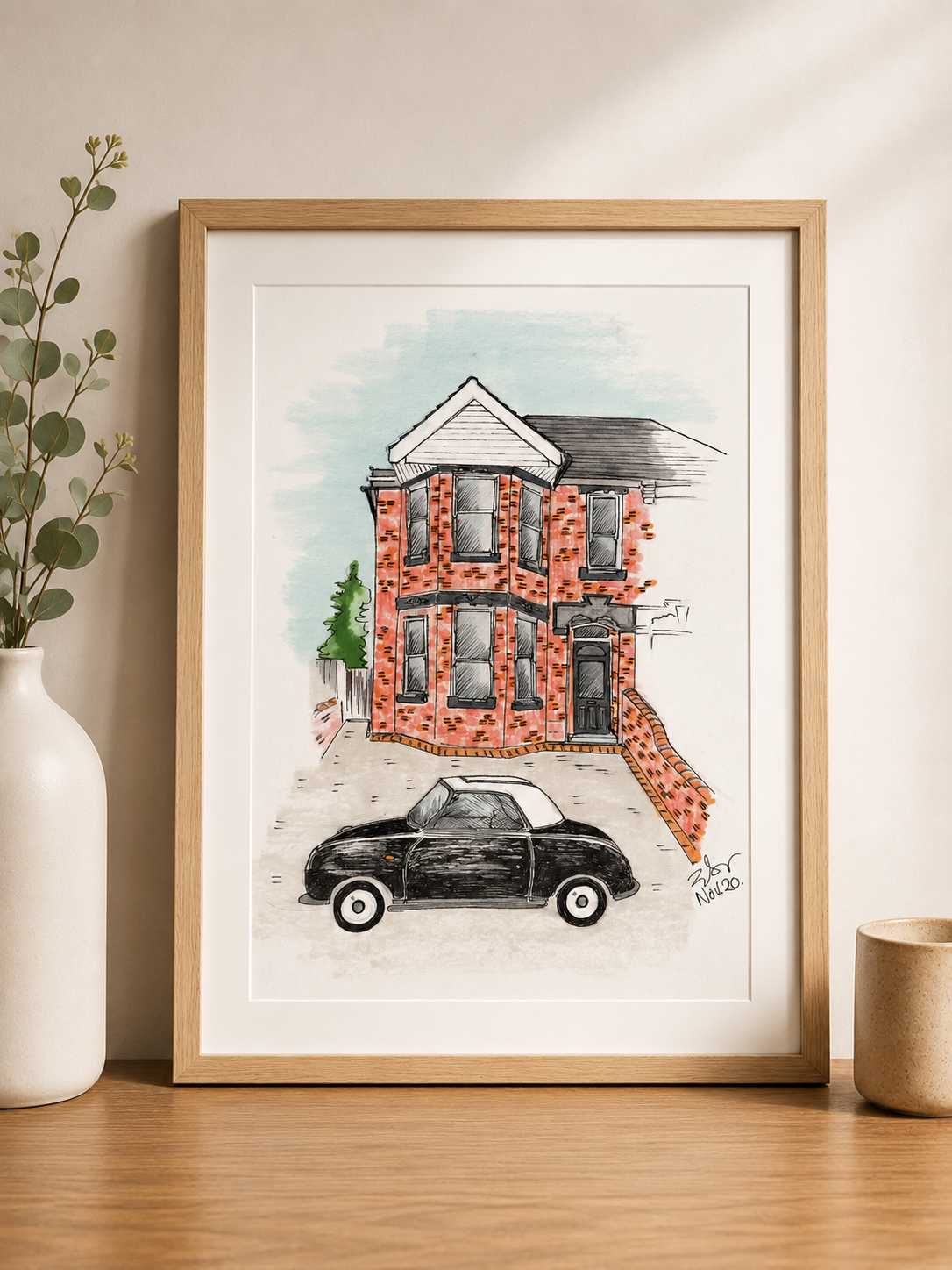 Hand Drawn House Illustration with Watercolour