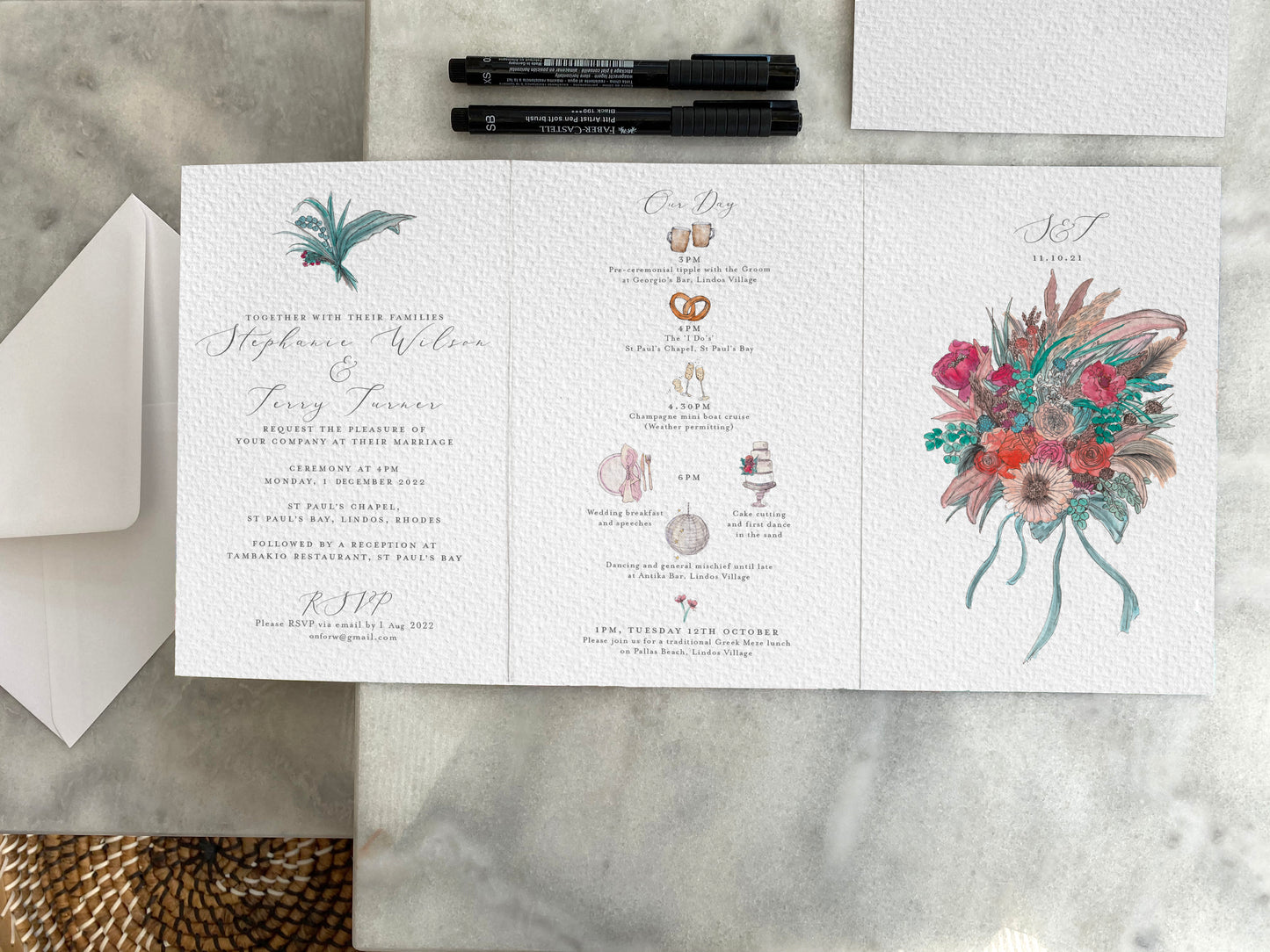 Greek Luxury Destination Wedding Invitation Design