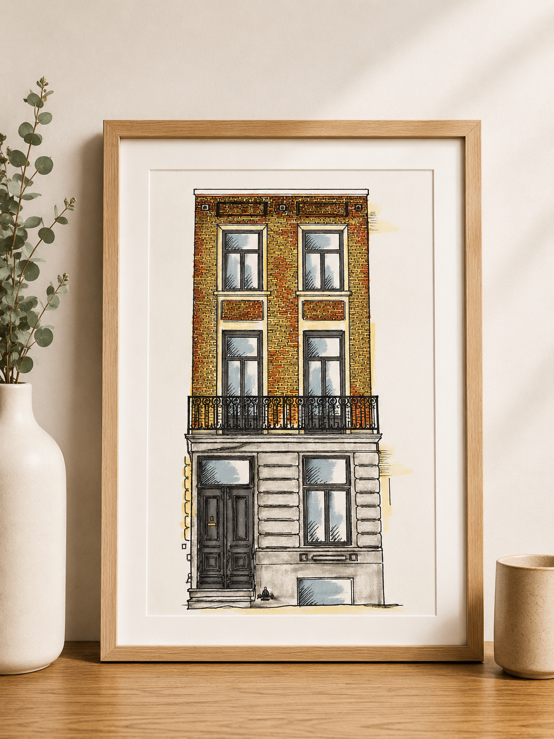 Hand Drawn House Illustration with Watercolour