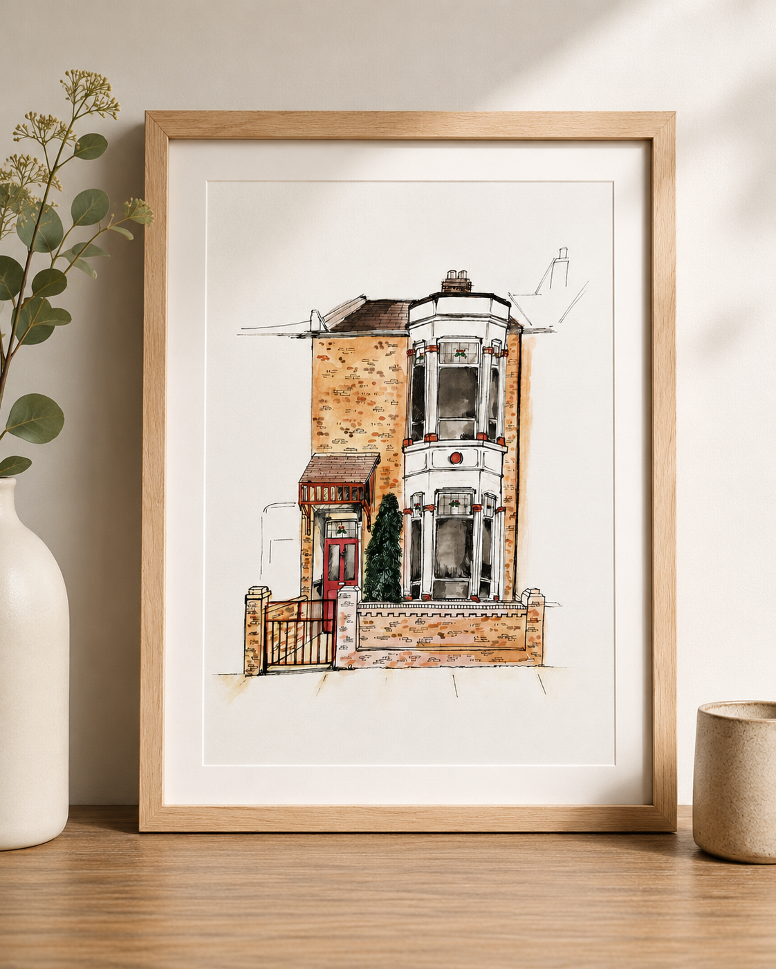 Hand Drawn House Illustration with Watercolour