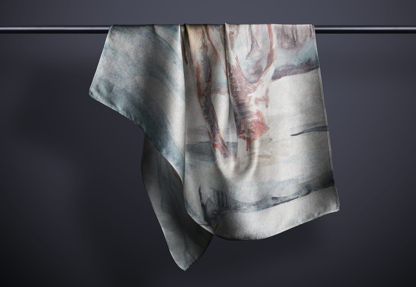 Large Hand Painted Woodland Print Scarf, Sustainable Topgreen Fabric, Unique Gift