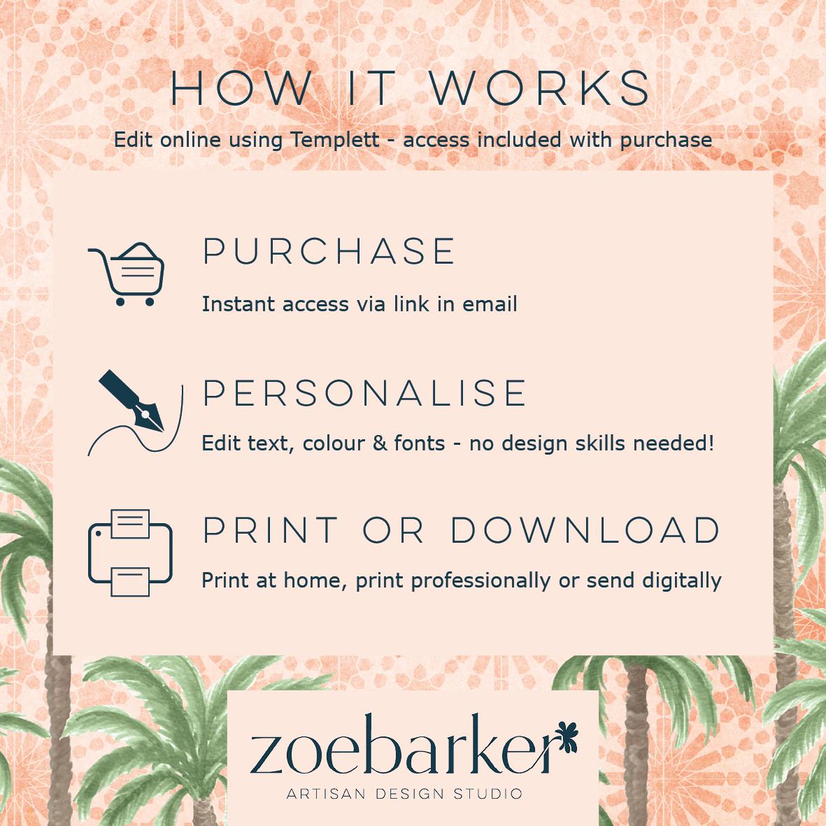 Spring Wildflower Wedding Invitation Suite with 8 TEMPLATES, Optional Customisation & Print, Garden Wedding Invite, Springtime Printable EDITABLE Download