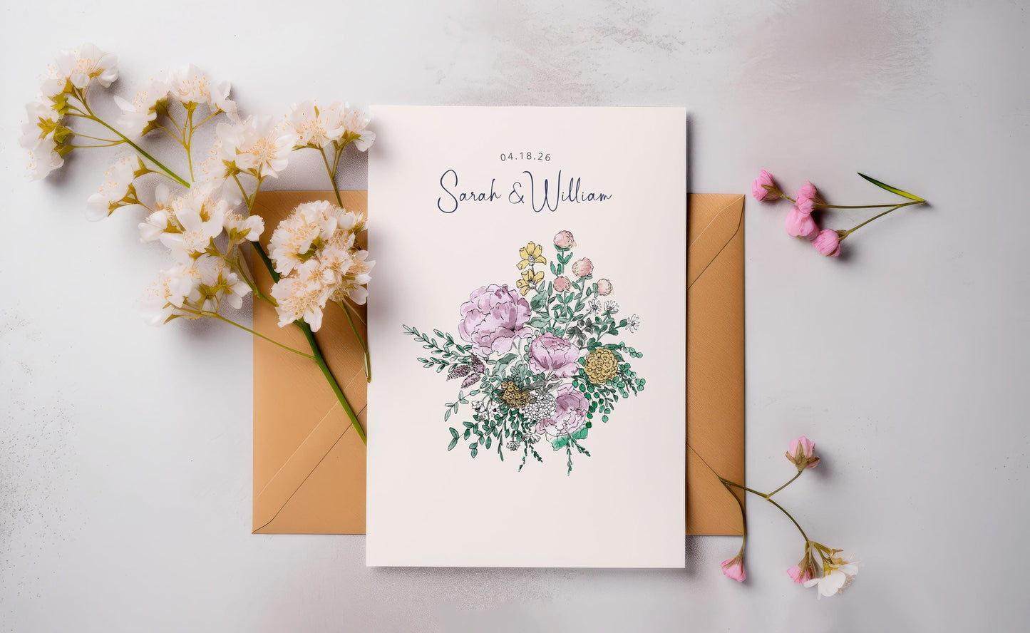 Spring Wildflower Wedding Invitation Suite with 8 TEMPLATES, Optional Customisation & Print, Garden Wedding Invite, Springtime Printable EDITABLE Download
