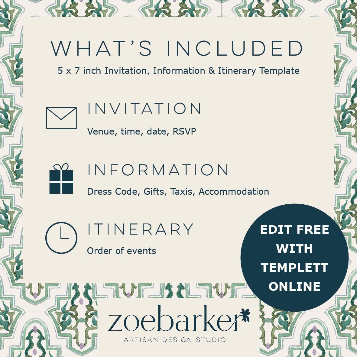 Spring Wildflower Wedding Invitation Suite with 8 TEMPLATES, Optional Customisation & Print, Garden Wedding Invite, Springtime Printable EDITABLE Download