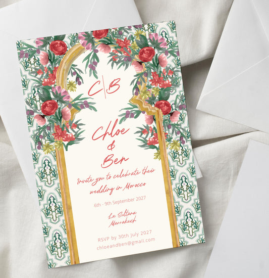 Moroccan Wedding Invitation TEMPLATE, Destination Wedding Invite, Marrakech Printable Elegant EDITABLE Download