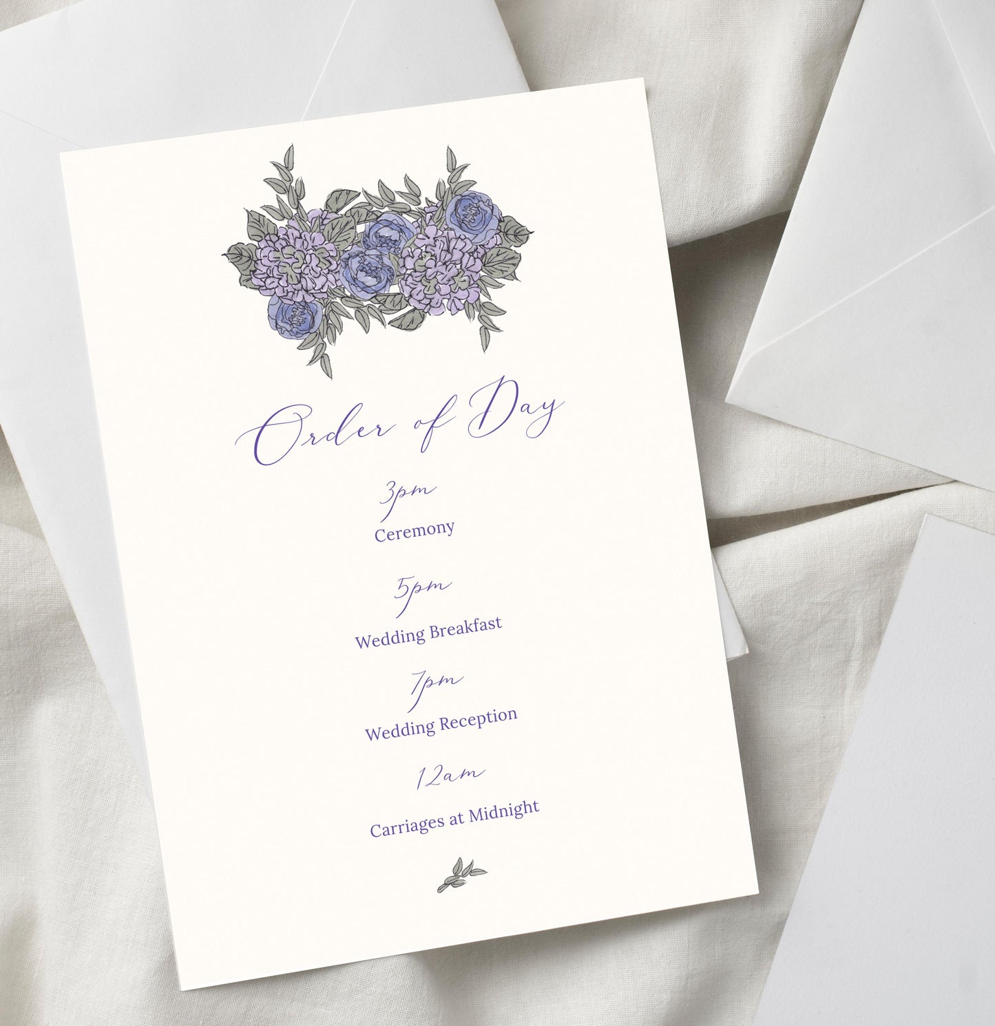 Lilac Floral Motif Wedding Invitation TEMPLATE, Optional Customisation & Print, Monogram Wedding Invite, Lilac Floral Printable Elegant EDITABLE Download