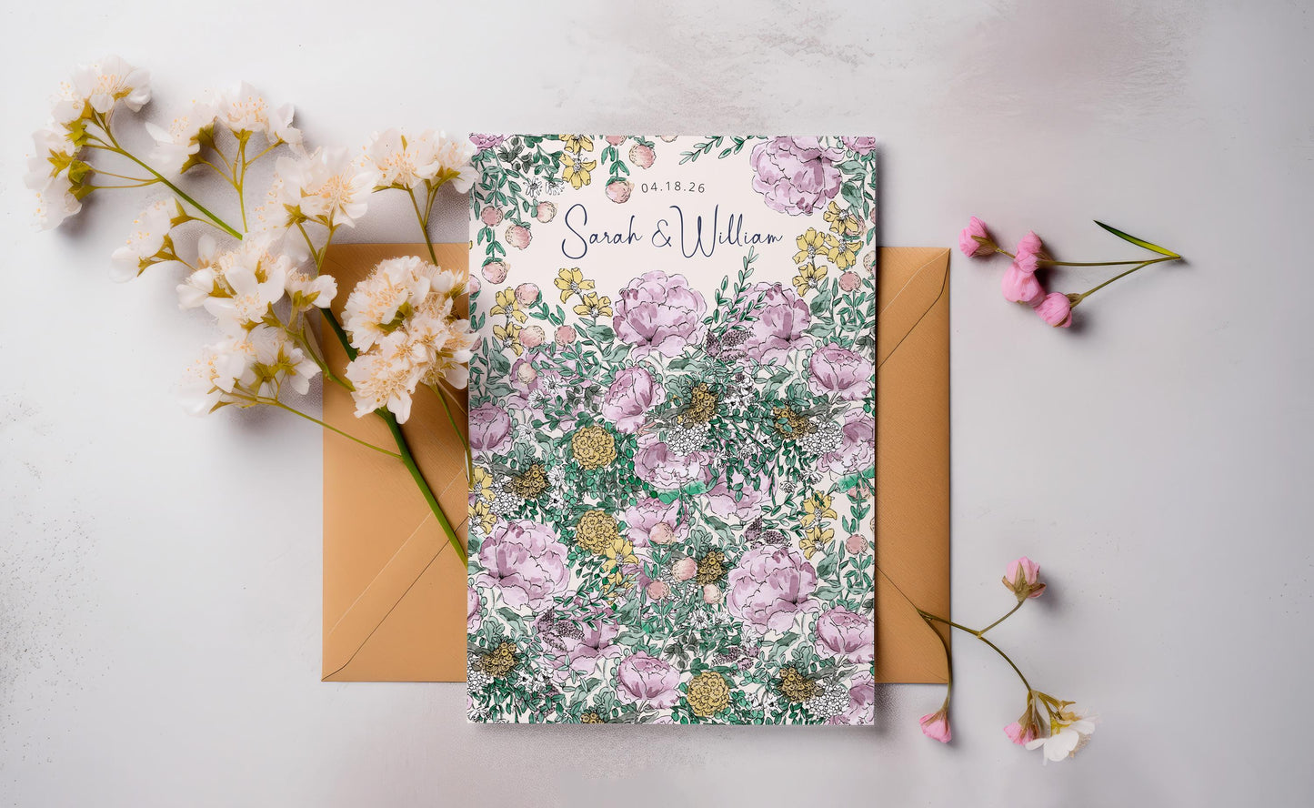 Spring Wildflower Wedding Invitation Suite with 8 TEMPLATES, Optional Customisation & Print, Garden Wedding Invite, Springtime Printable EDITABLE Download