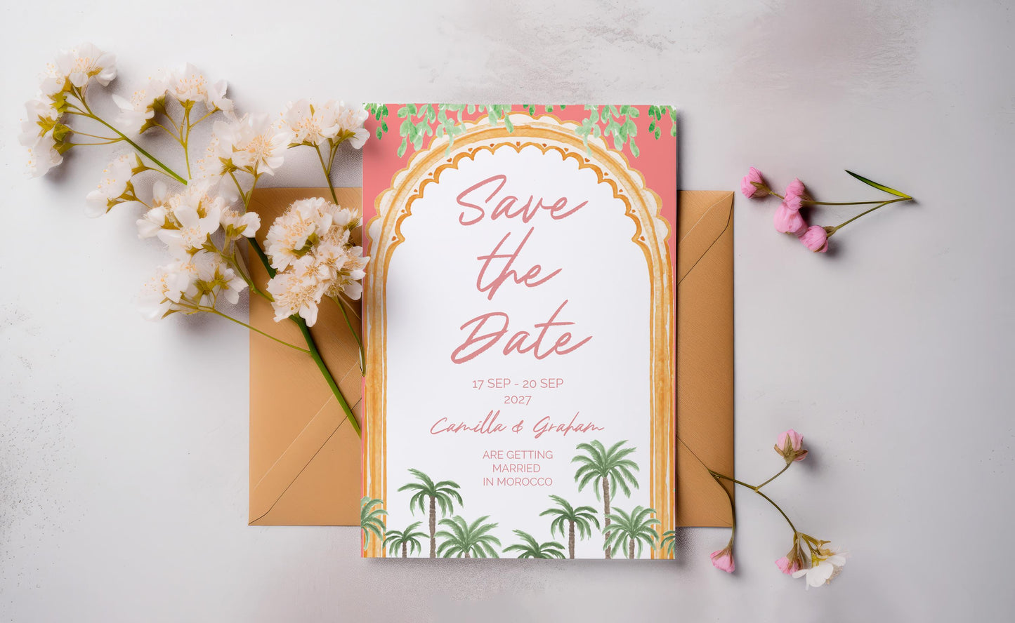 Moroccan Desert Wedding Invitation TEMPLATE, Optional Customisation & Print, Destination Wedding Invite, Marrakech Printable Elegant EDITABLE Download
