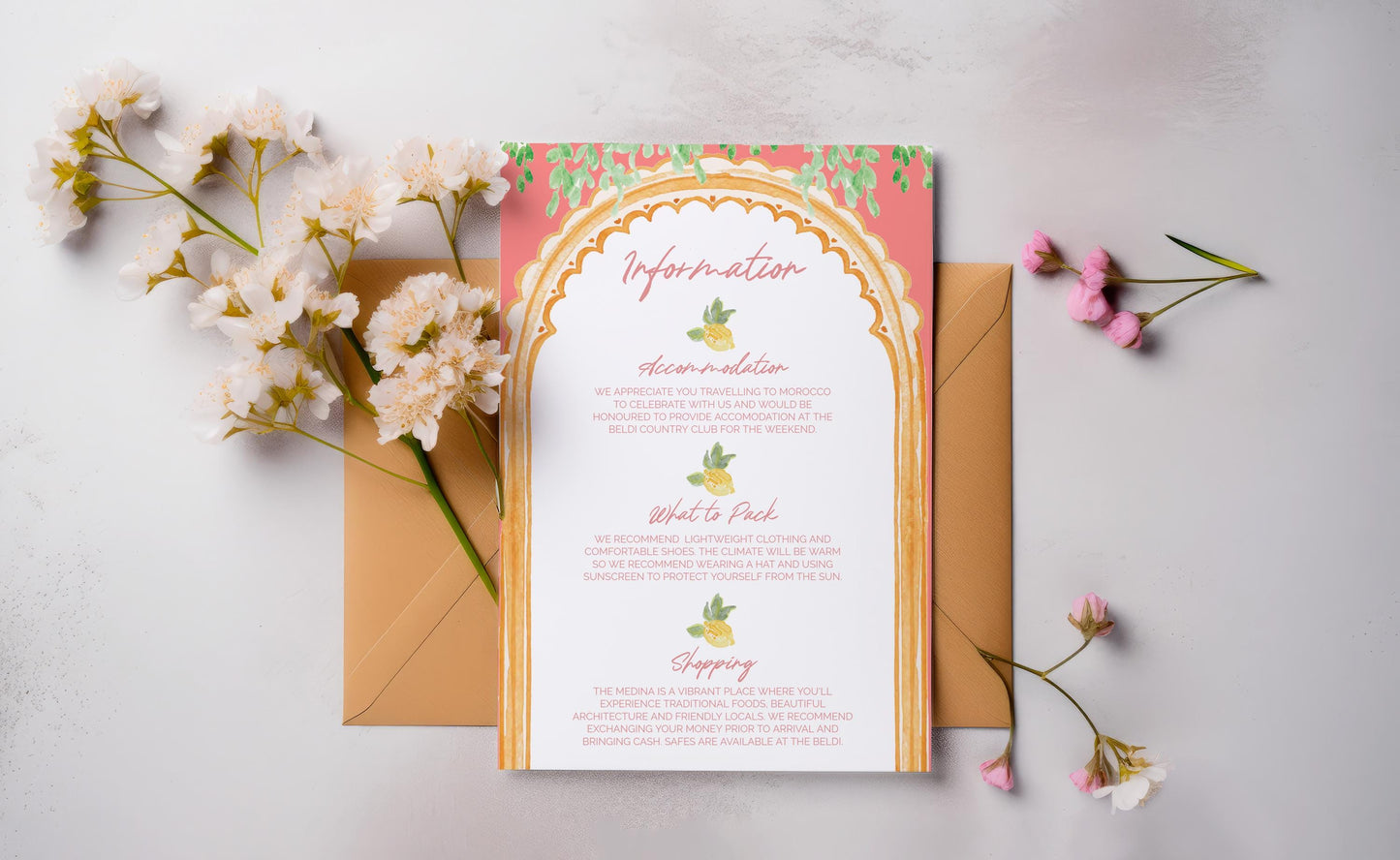Moroccan Desert Wedding Invitation TEMPLATE, Optional Customisation & Print, Destination Wedding Invite, Marrakech Printable Elegant EDITABLE Download