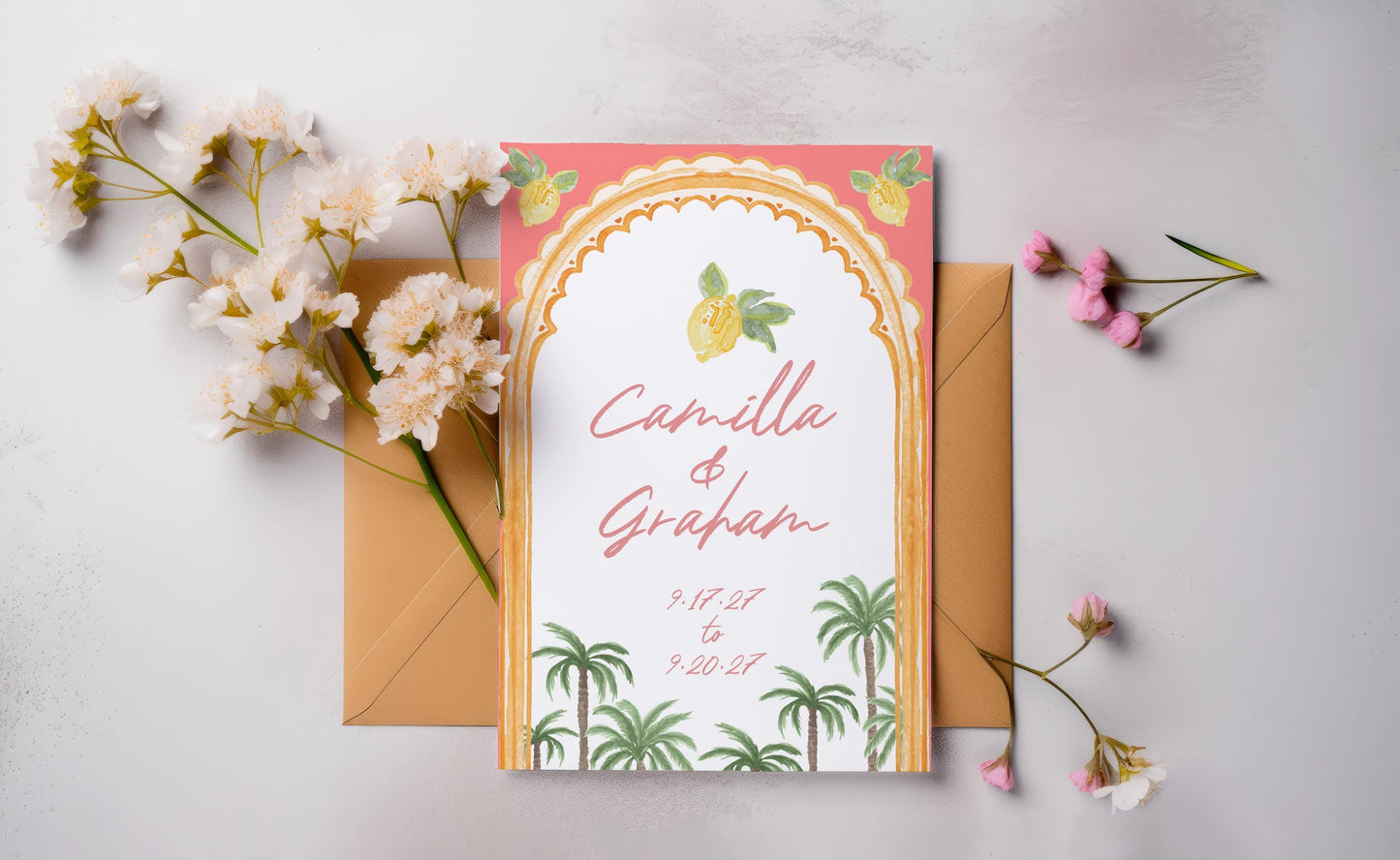Moroccan Desert Wedding Invitation TEMPLATE, Optional Customisation & Print, Destination Wedding Invite, Marrakech Printable Elegant EDITABLE Download