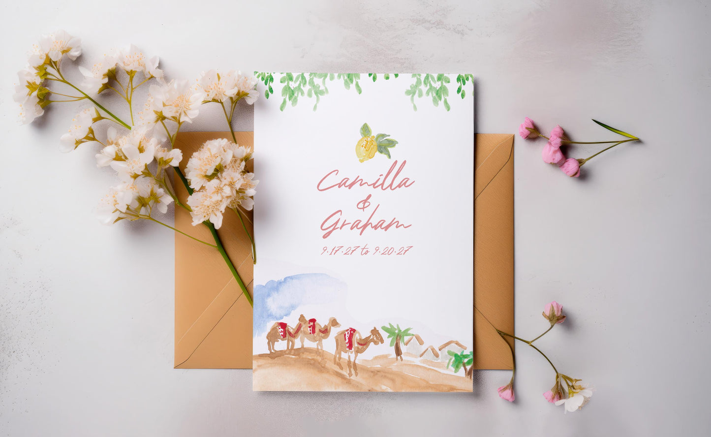 Moroccan Desert Wedding Invitation TEMPLATE, Optional Customisation & Print, Destination Wedding Invite, Marrakech Printable Elegant EDITABLE Download